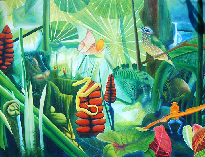 carnival in the jungle, menagerie, animals in the jungle, jungle paintings, green jungle,