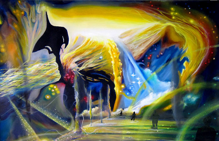 journey, eternity, multiple dimensions, atemporal, abstract surreal paintings,