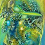 Science Fiction. A surreal painting by Leonard Aitken. Surreal painting, colourful painting, science fiction painting, abstract painting, painting for sale